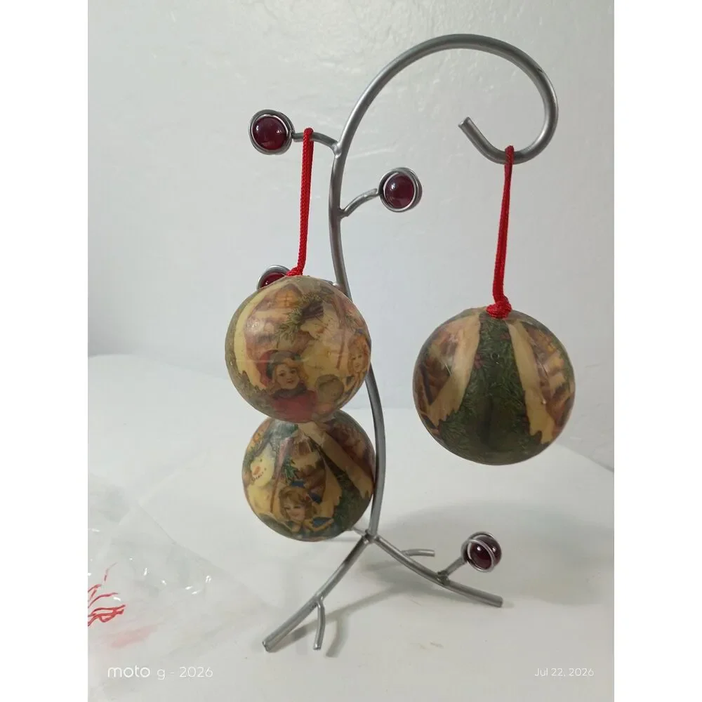 Vintage World Map Globe Christmas Ornaments Decoupage Set